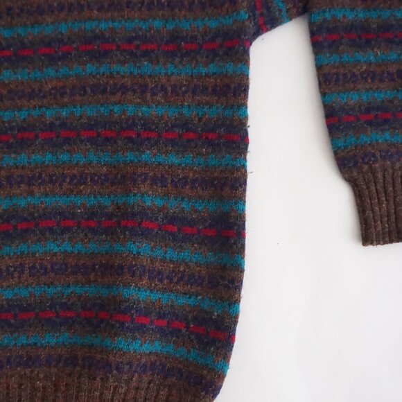 Vintage St John’s Bay Brown Wool Striped Sweater Cabincore Retro 80s/90s XL - Picture 5 of 10